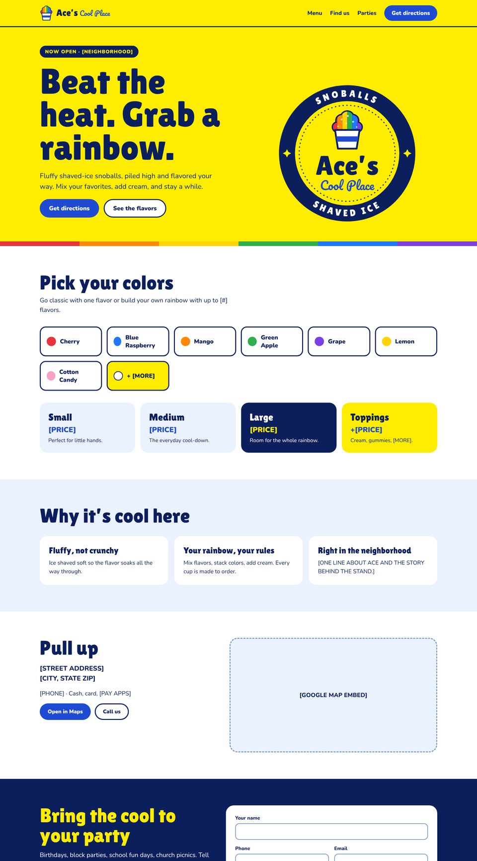 Landing page on desktop