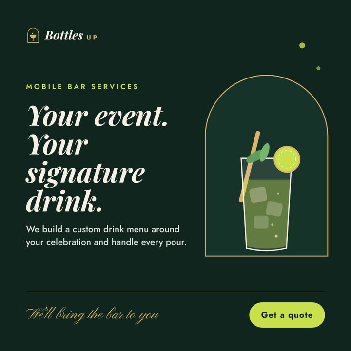 Meta feed ad: Your event. Your signature drink. Get a quote