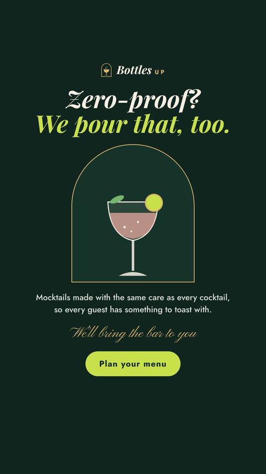 Meta Stories ad: Zero-proof? We pour that, too. Plan your menu